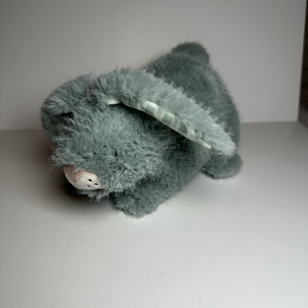 Pillowfort Smoke Green Bunny Plush 9 inch size with Gingham Ears and Underside
